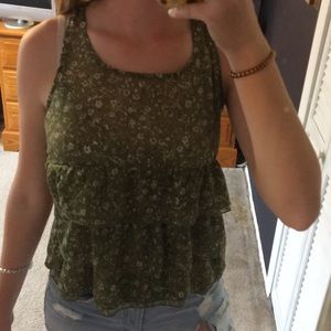 Green ruffle top